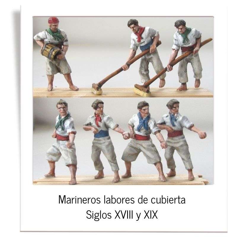Marineros trabajando en cubierta sin pintar